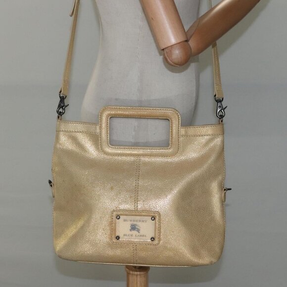 BURBERRY Blue Label Hand Bag Leather 2way Gold - Picture 13 of 15